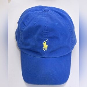 Vintage Polo By Ralph Lauren Blue Cap Hat Yellow Pony 90s